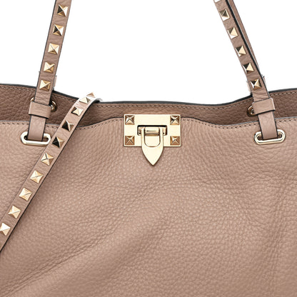Valentino Garavani Pebbled Calfskin Medium Rockstud Tote Poudre 7 of 10
