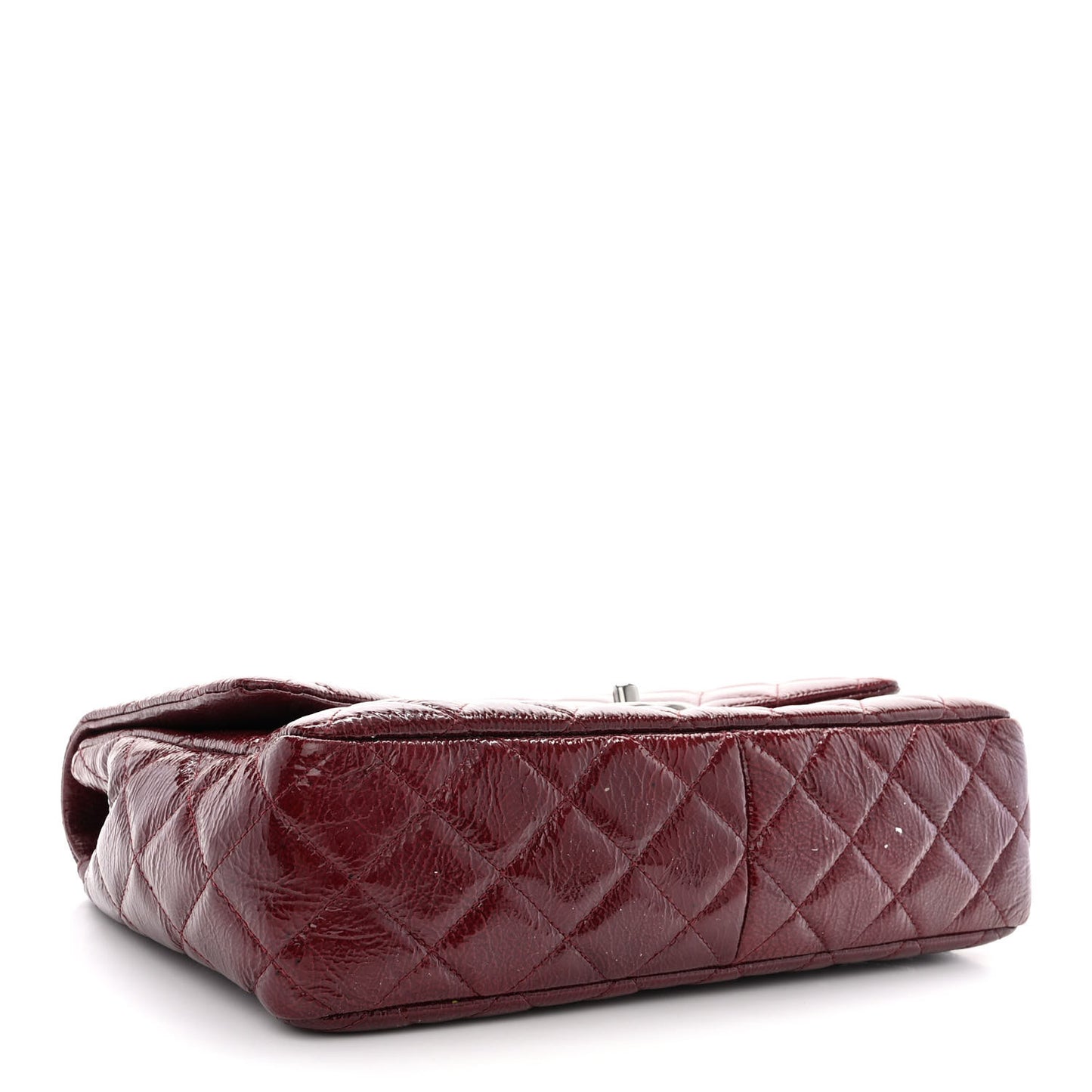 Crinkled Patent Quilted Jumbo Single Flap Burgundy