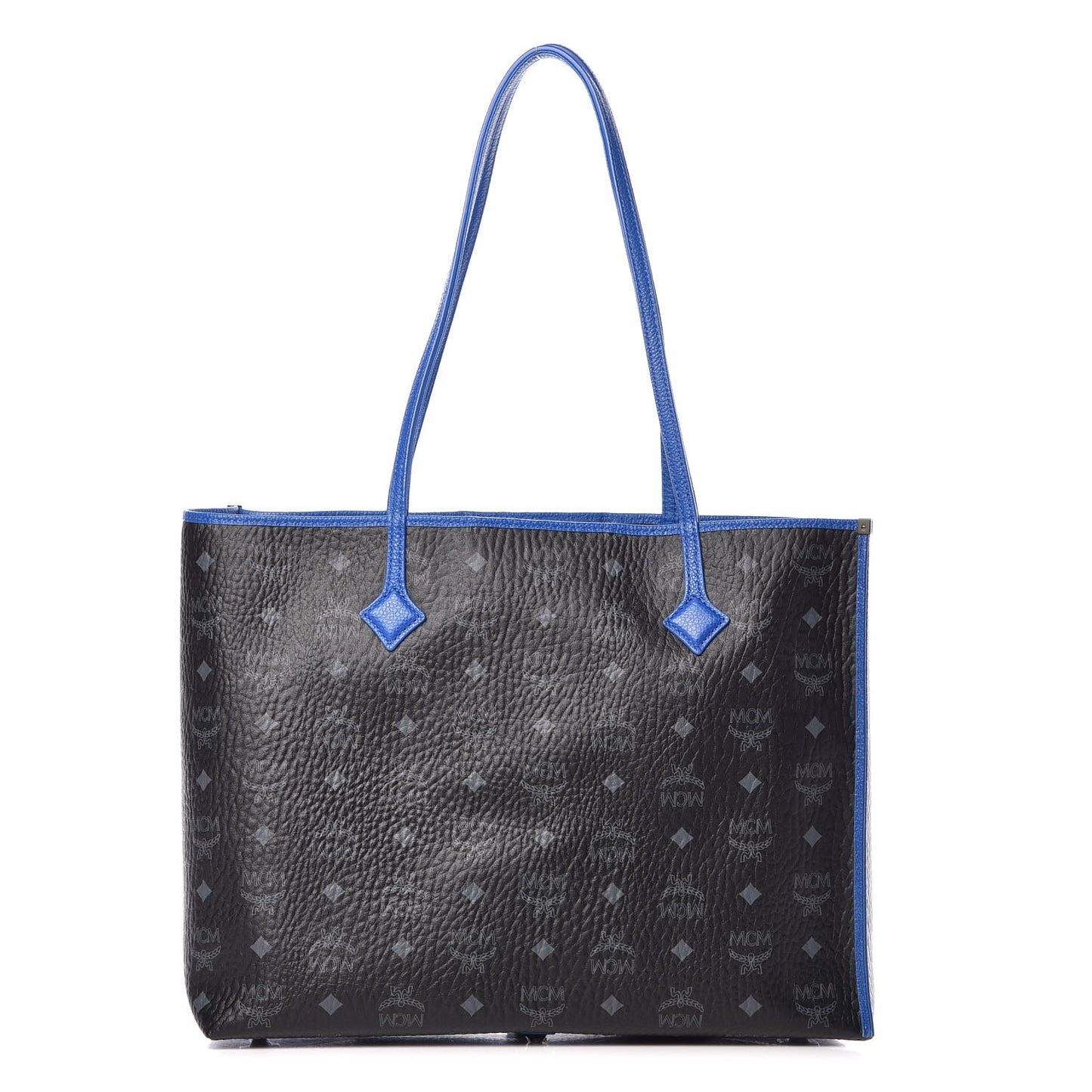 Metallic Visetos Medium Kira Shopper Tote Black Blue