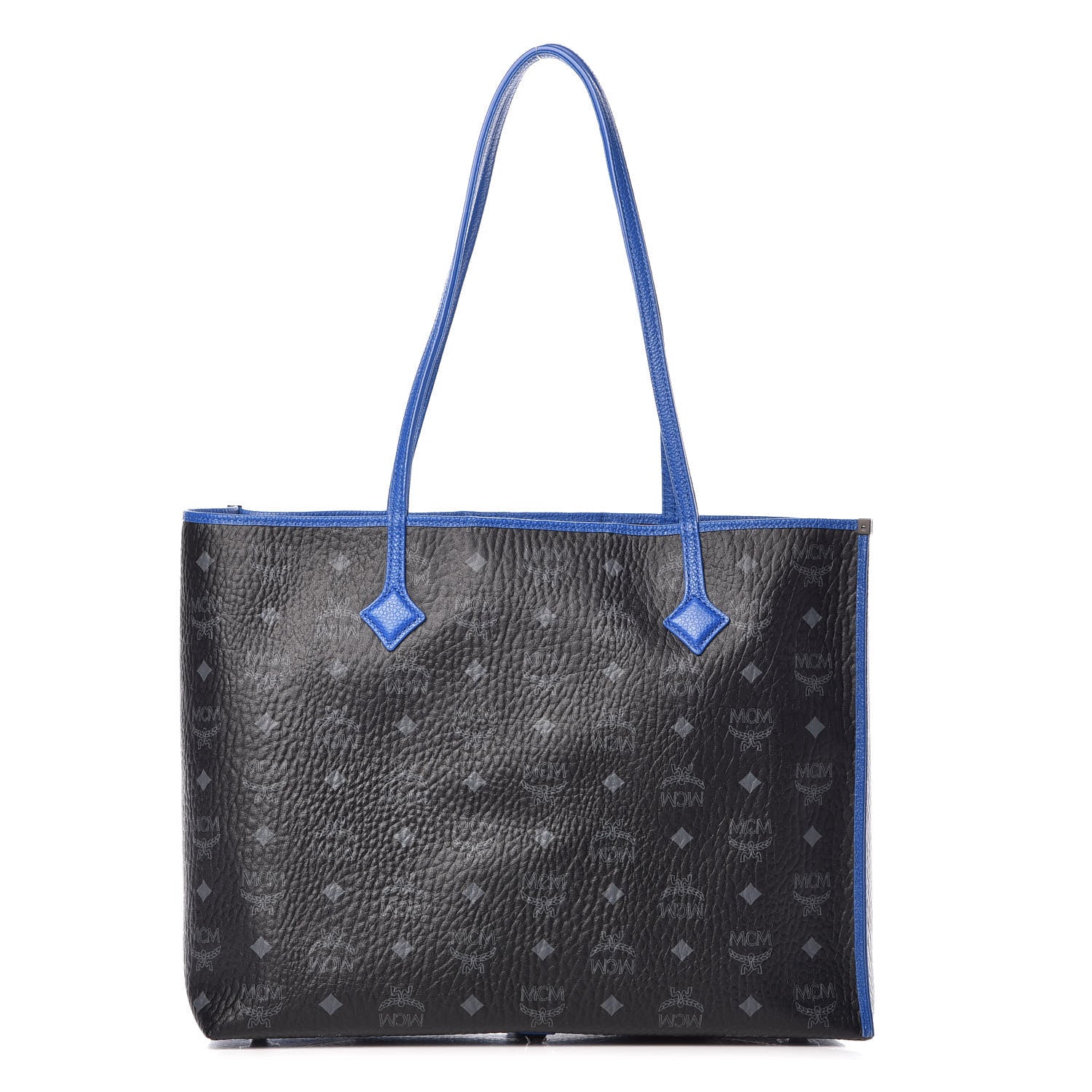 MCM Metallic Visetos Medium Kira Shopper Tote Black Blue 1 of 8