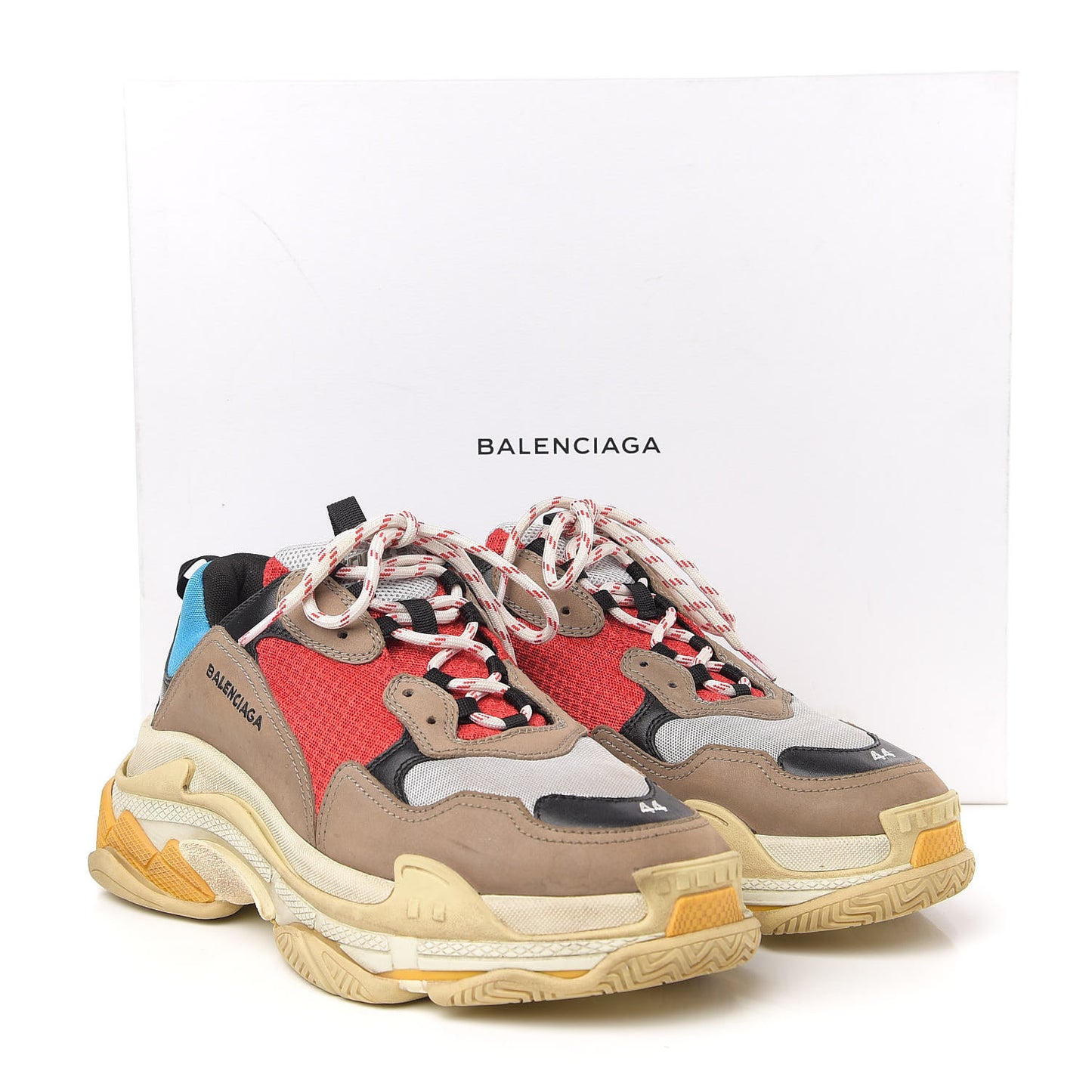 Mesh Nubuck Mens Triple S Sneakers 44 Bleu Gris Rouge
