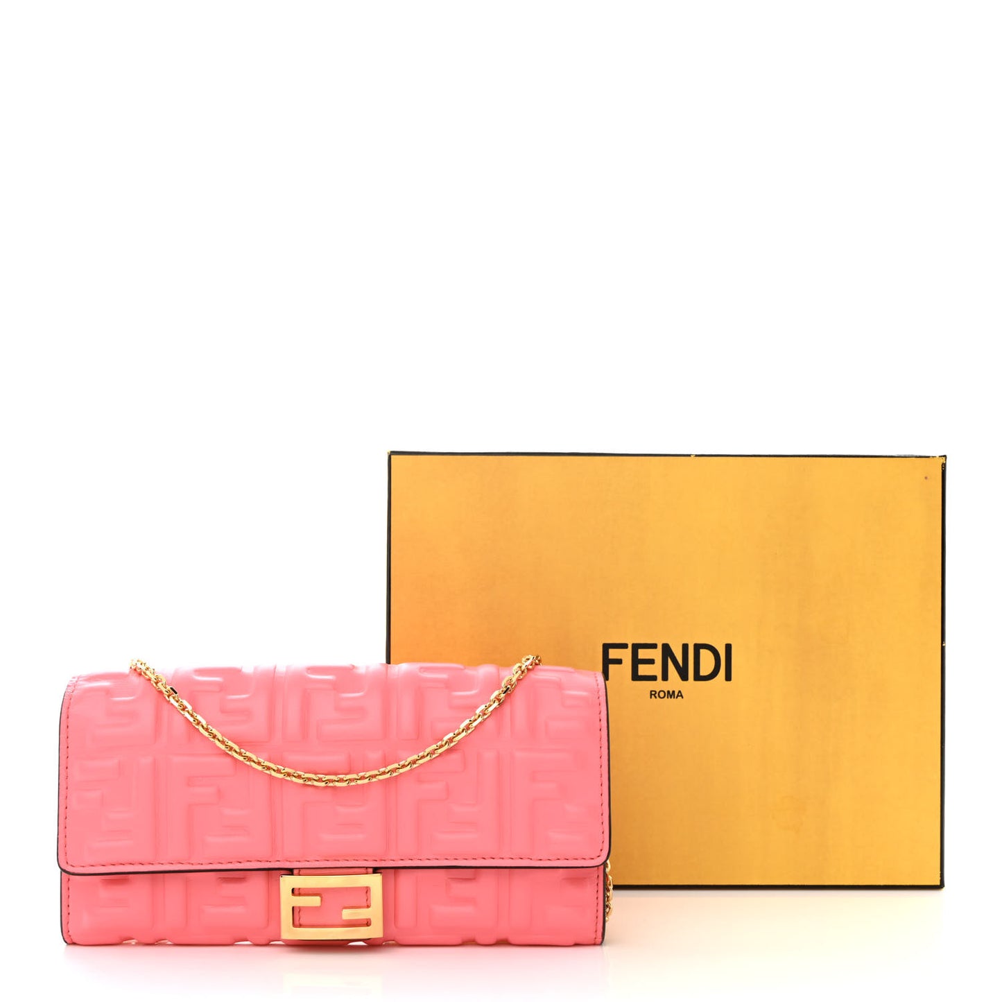 Nappa Matisse FF Embossed Continental Wallet On Chain Pink Dalia