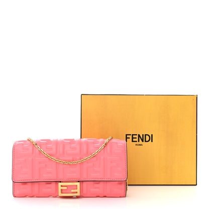 Fendi Nappa Matisse FF Embossed Continental Wallet On Chain Pink Dalia 11 of 11