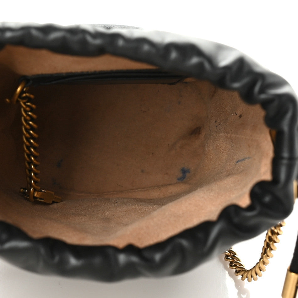 Calfskin Matelasse Mini GG Marmont 2.0 Bucket Bag Black