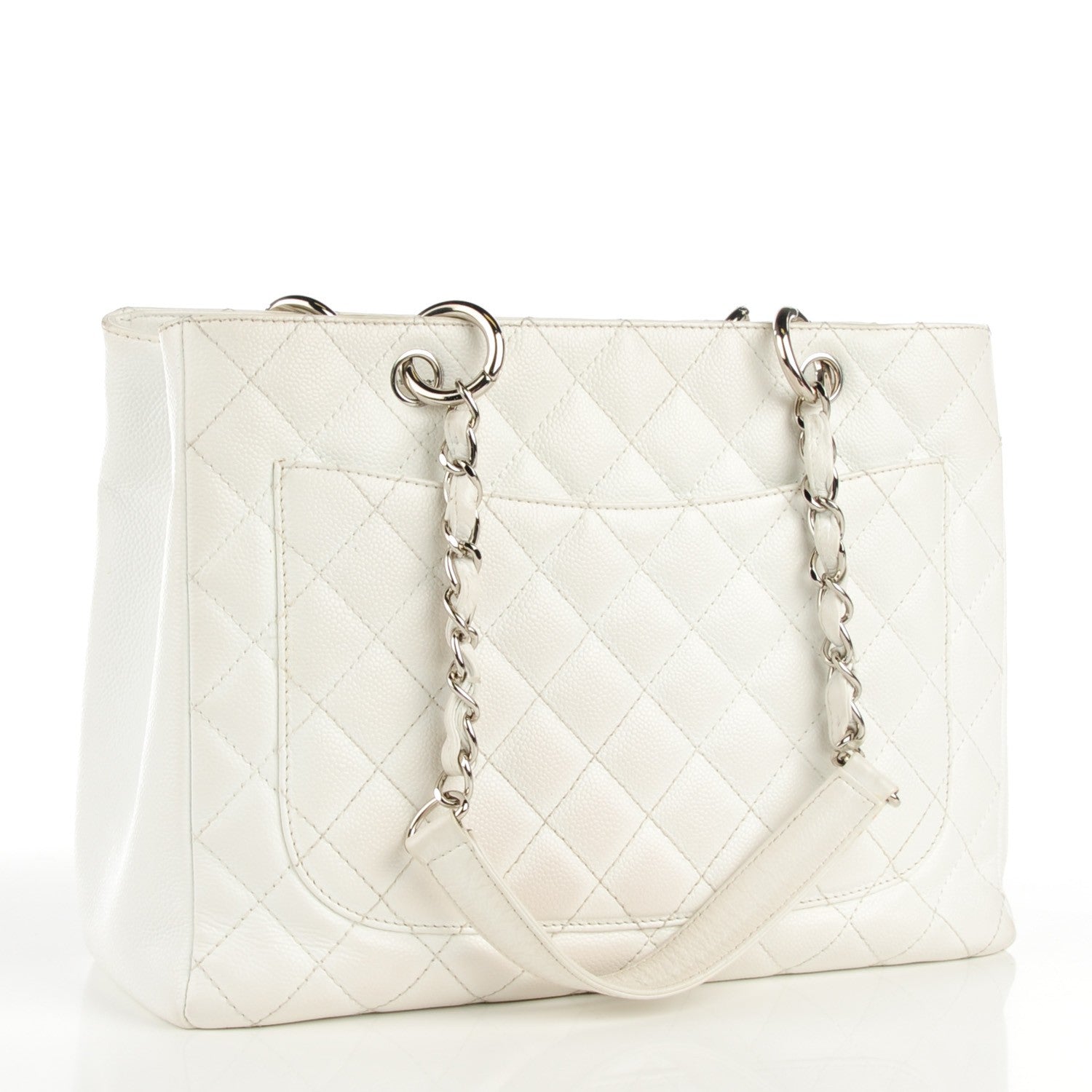 Chanel Caviar Quilted Grand Shopping Tote GST White 3 of 8