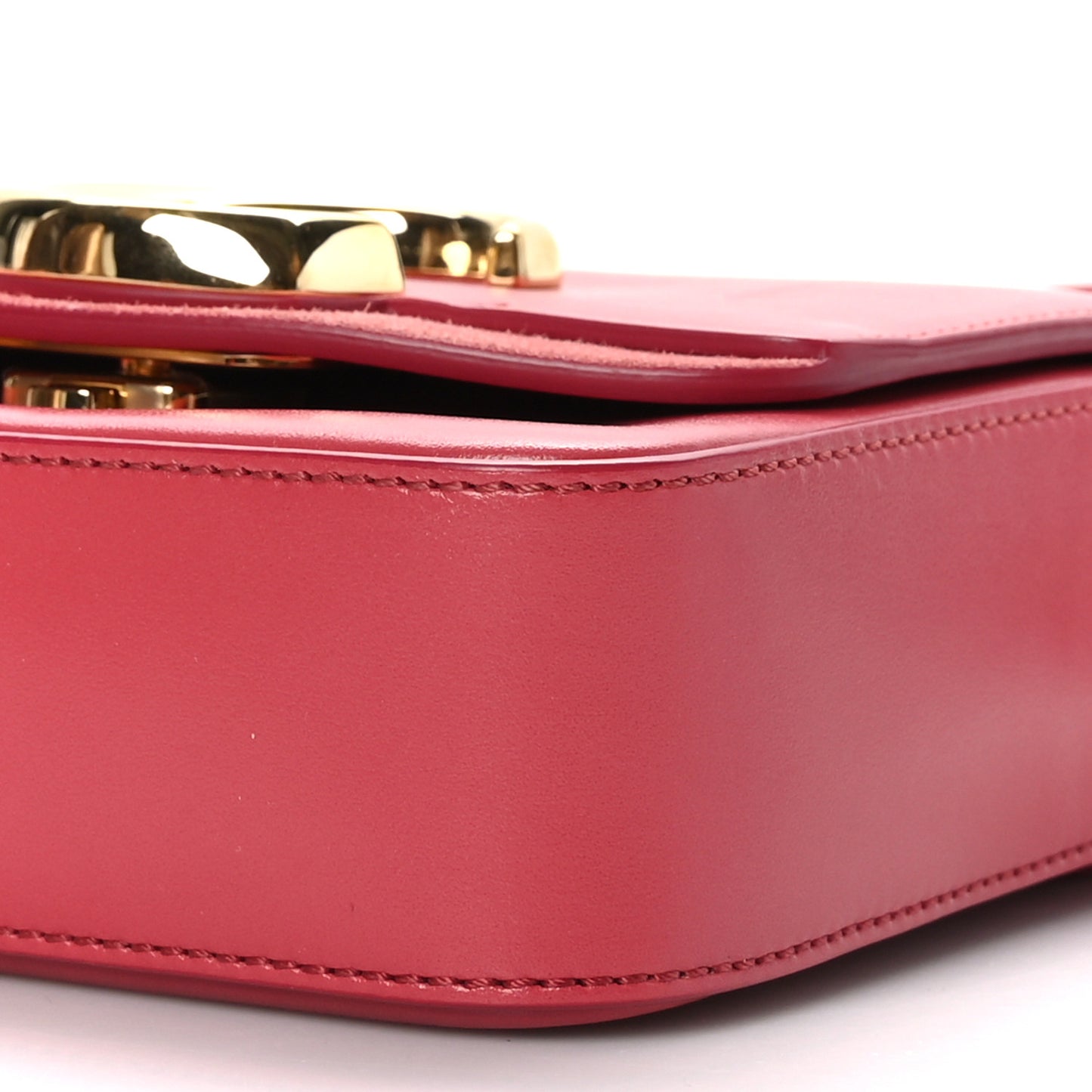 Shiny Calfskin Suede Mini C Double Carry Scarlet Pink