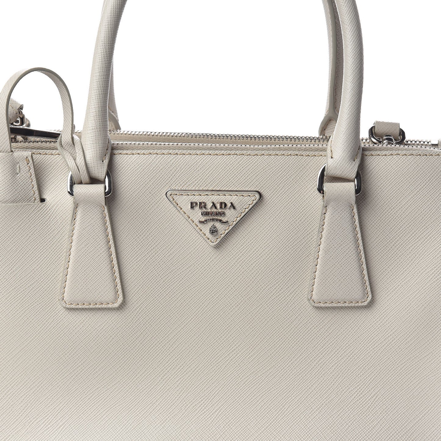 Saffiano Small Galleria Double Zip Tote Talco Black