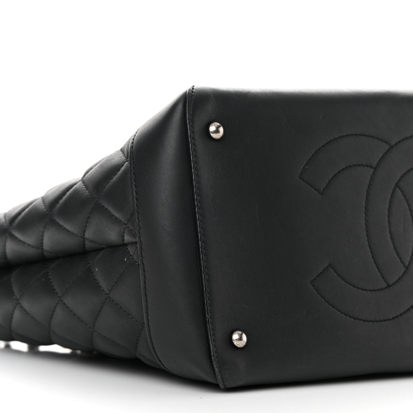 Calfskin Quilted Small Easy Shopping Tote Black