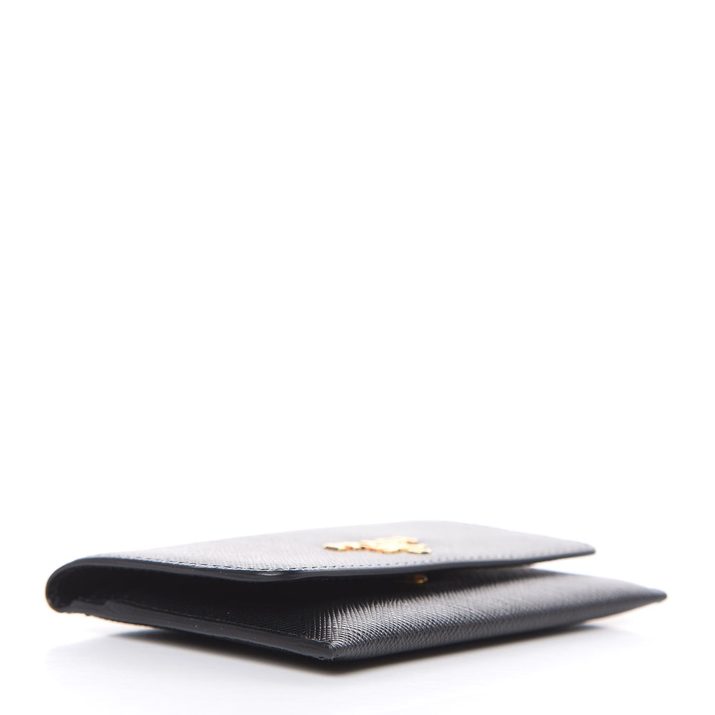 Saffiano Metal Flap Card Holder Black