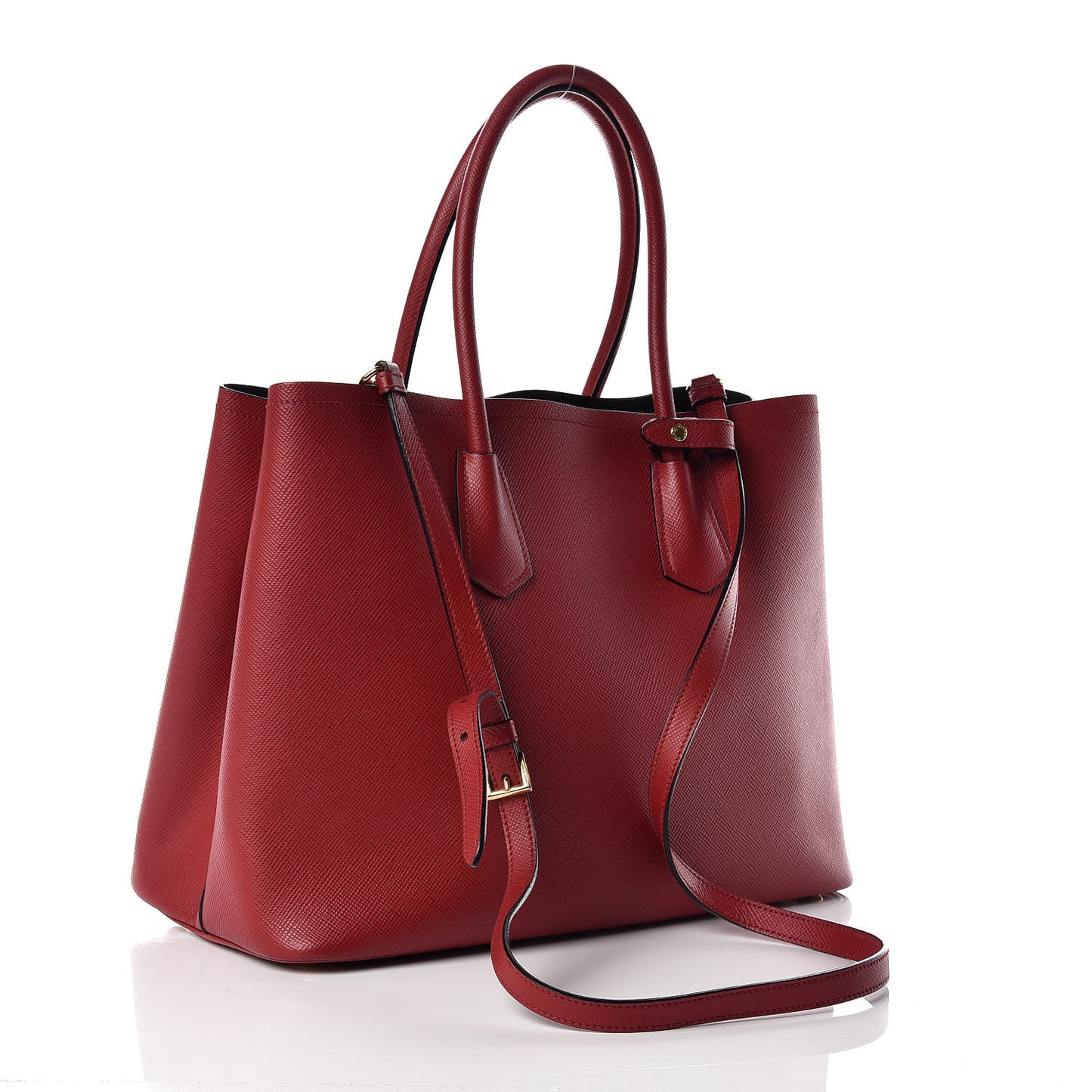 Saffiano Cuir Medium Double Bag Rosso