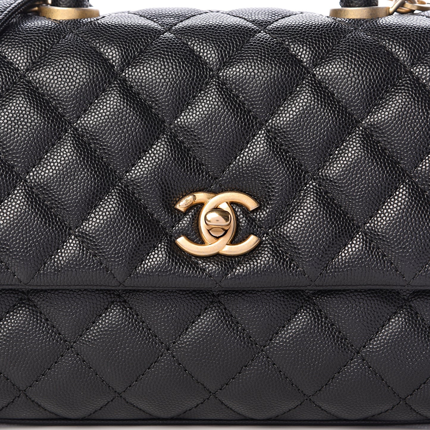 Caviar Quilted Mini Coco Handle Flap Black