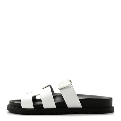 Hermes Calfskin Womens Chypre Sandals 36.5 White 1 of 10