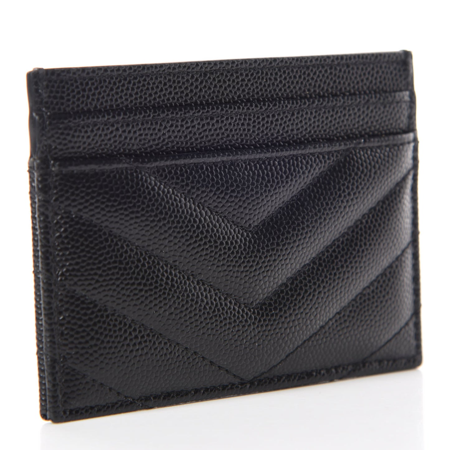 Grain De Poudre Matelasse Chevron Monogram Credit Card Case Black