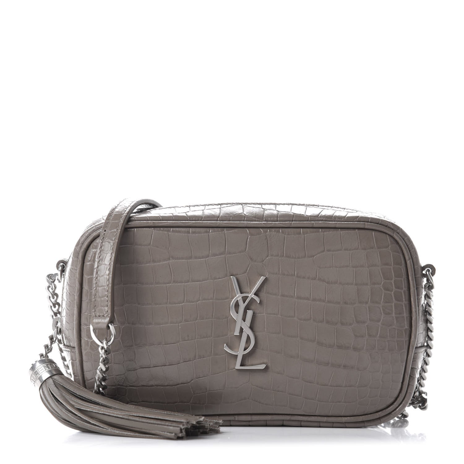 Saint Laurent Calfskin Crocodile Embossed Monogram Lou Camera Bag Fog 1 of 10