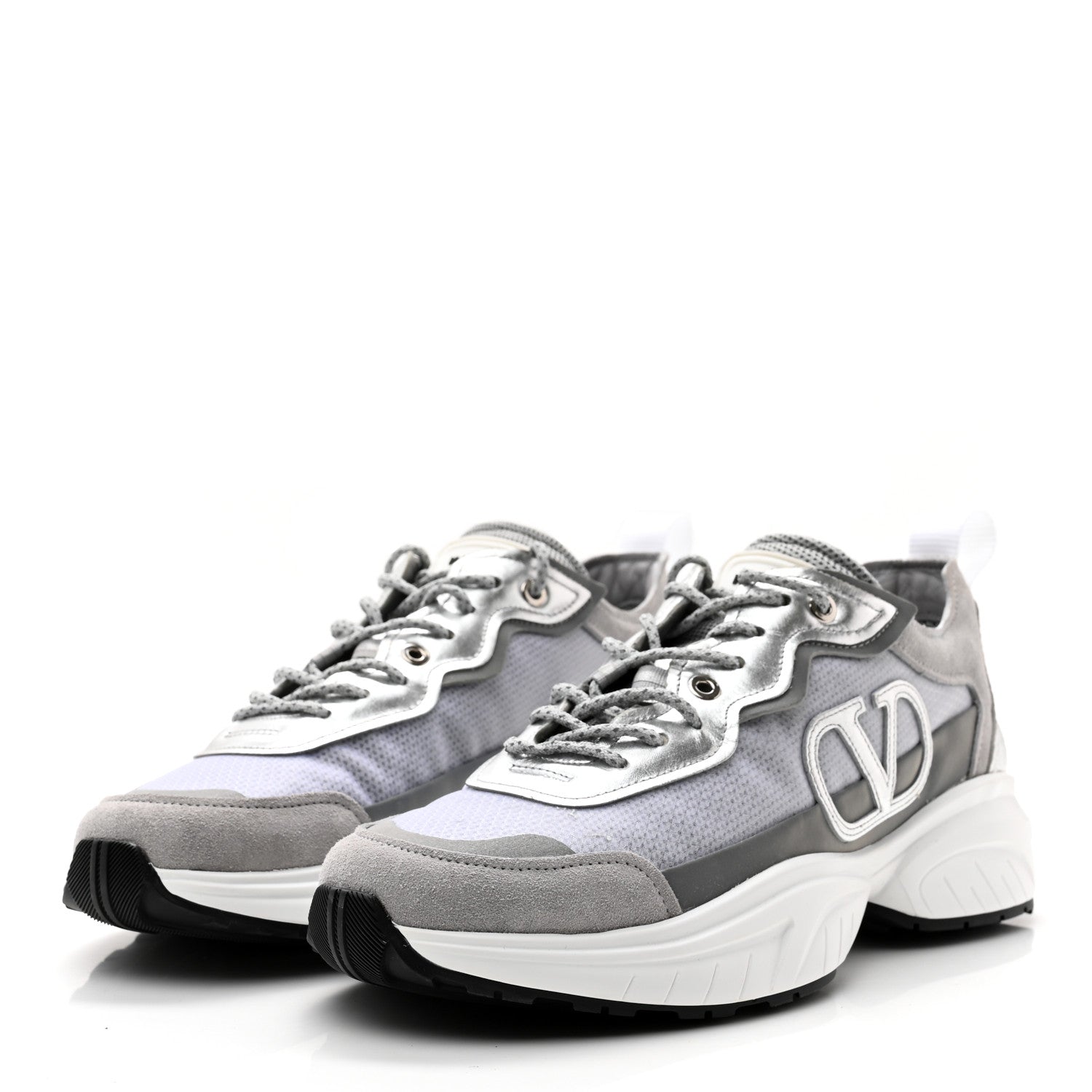 Valentino Garavani Suede Mesh Womens Shegoes Sneakers 38.5 Pastel Grey 3 of 11