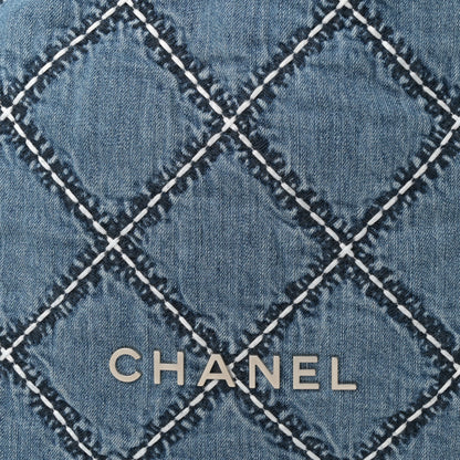 Chanel Denim Quilted Stitched Small Chanel 22 Blue 9 of 11