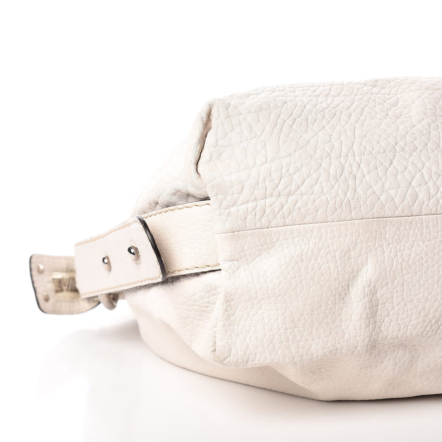Pebbled Calfskin Large Bamboo Bar Tassel Shoulder Bag White