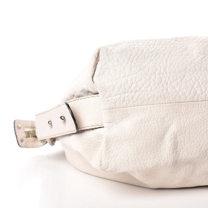 Gucci Pebbled Calfskin Large Bamboo Bar Tassel Shoulder Bag White 5 of 17