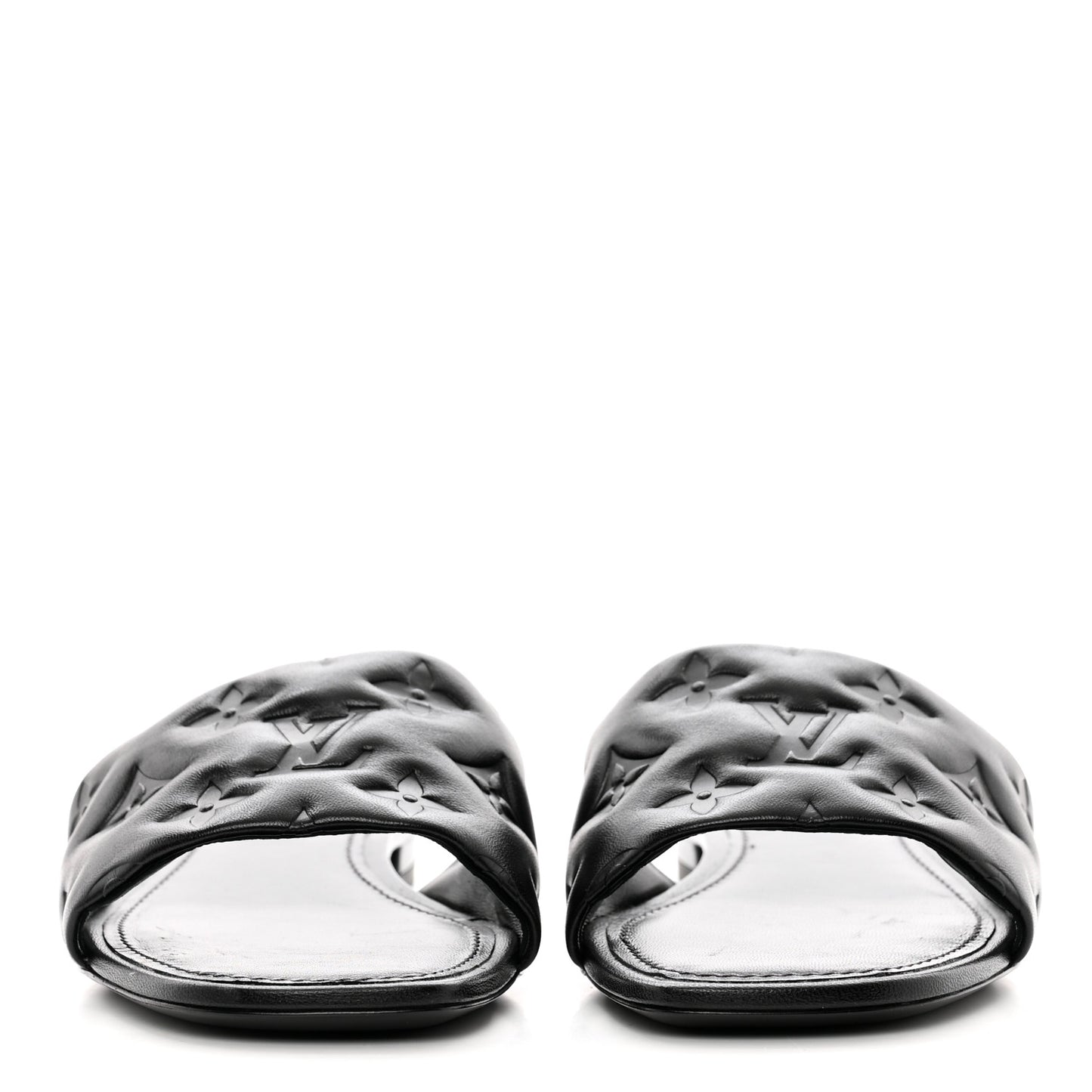 Lambskin Embossed Monogram Revival Flat Mules 39 Black