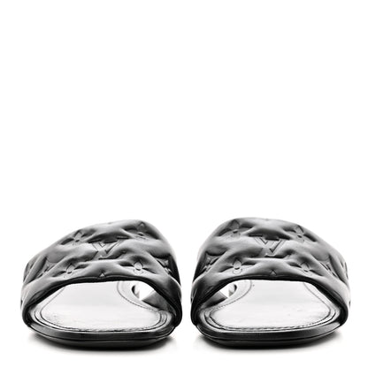 Louis Vuitton Lambskin Embossed Monogram Revival Flat Mules 39 Black 2 of 8