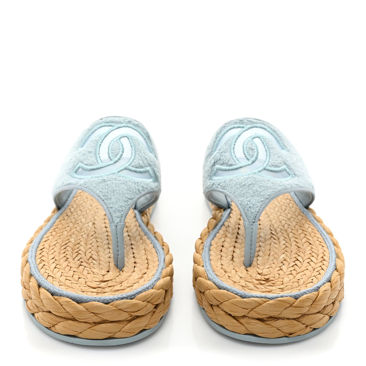 Terry Cloth CC Thong Sandals 40.5 Light Blue