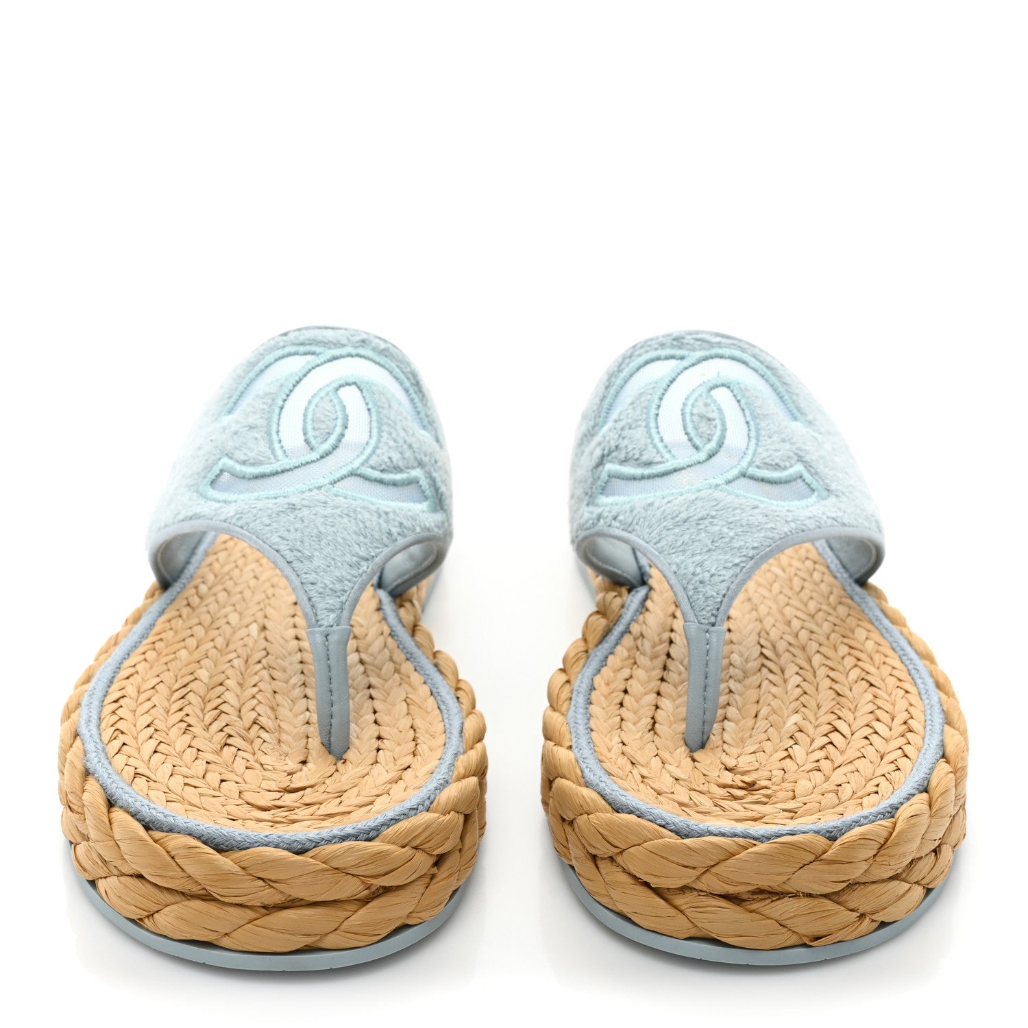 Chanel Terry Cloth CC Thong Sandals 40.5 Light Blue 2 of 9