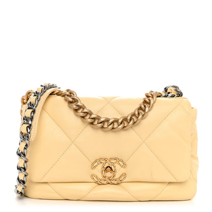 Chanel Lambskin Quilted Medium Chanel 19 Flap Yellow 1 of 11