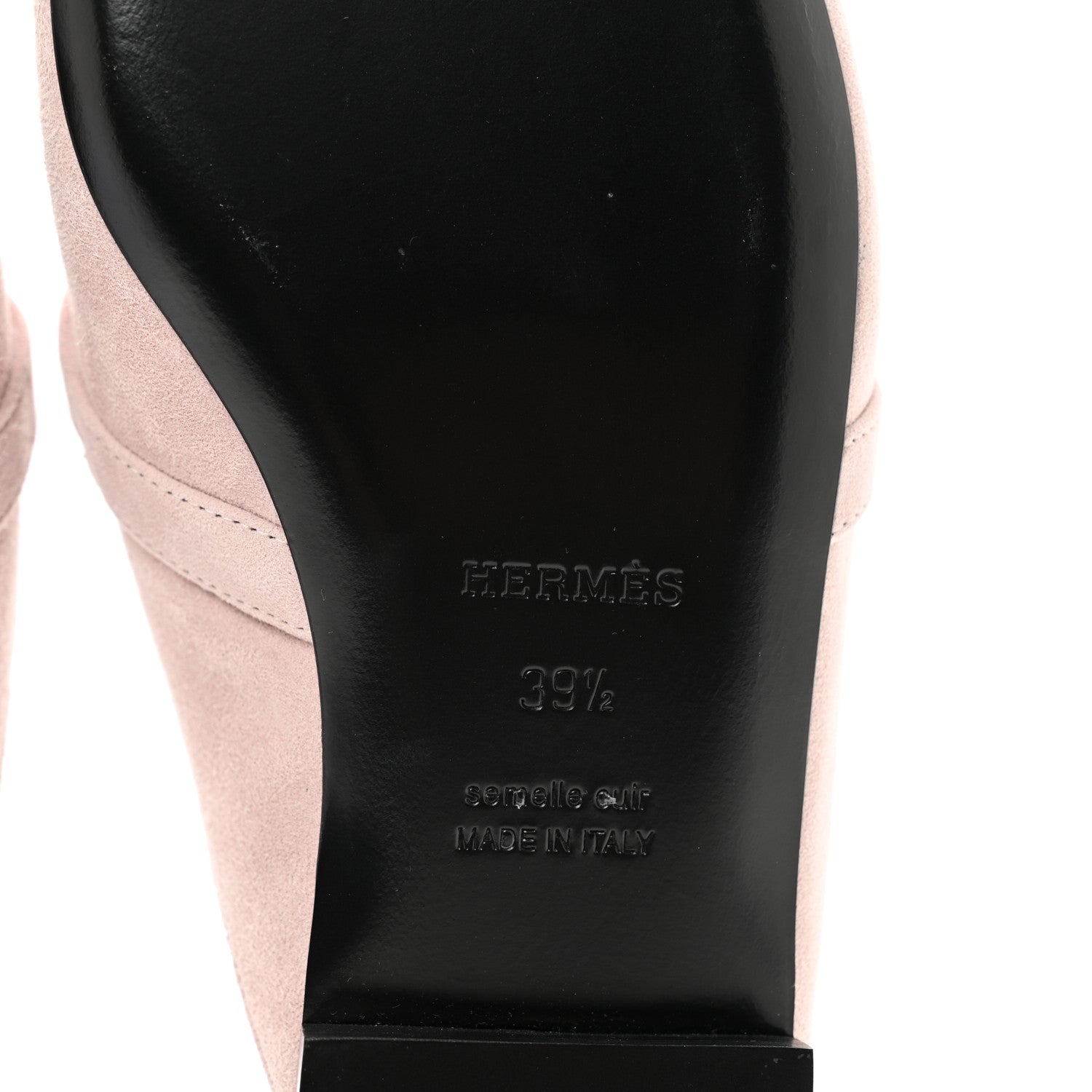 Hermes Suede Goatskin Oz Mules 39.5 Rose Porcelaine 6 of 7