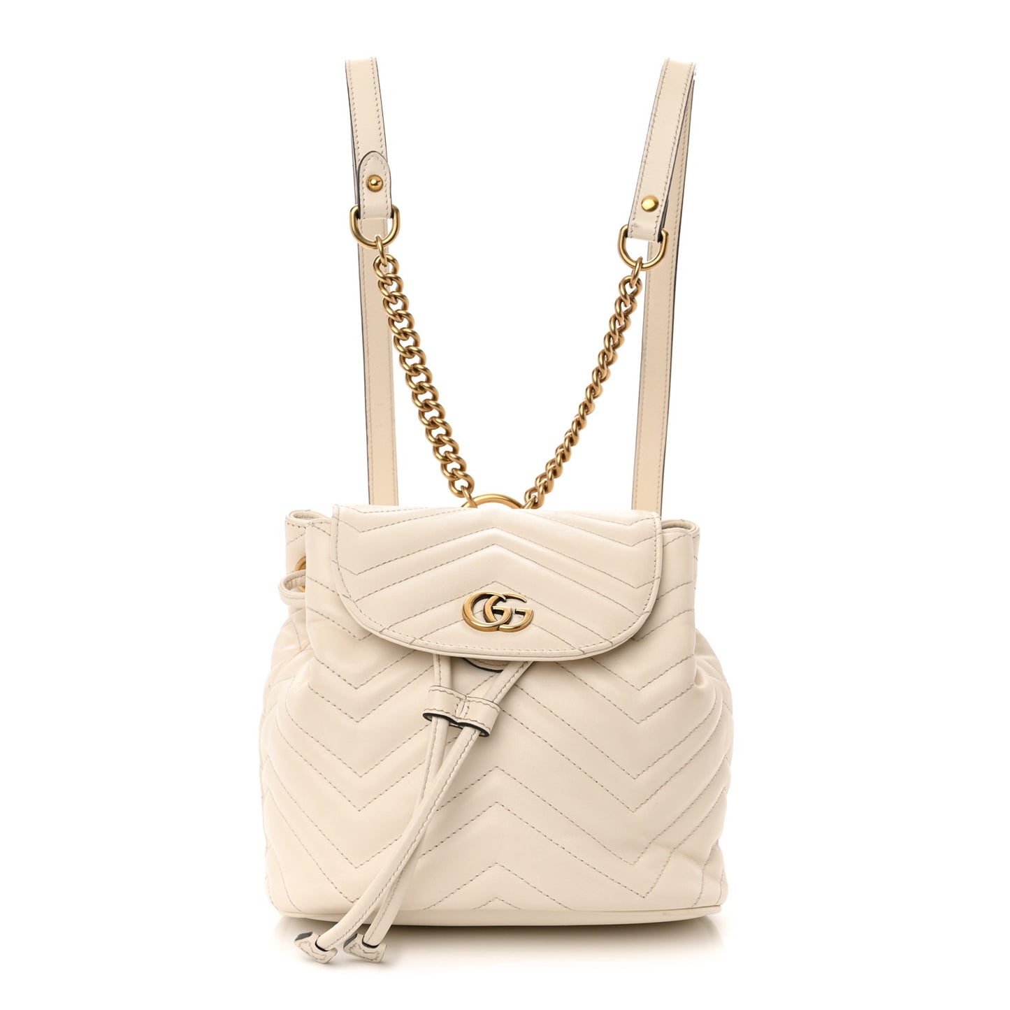 Calfskin Matelasse GG Marmont Flap Backpack White