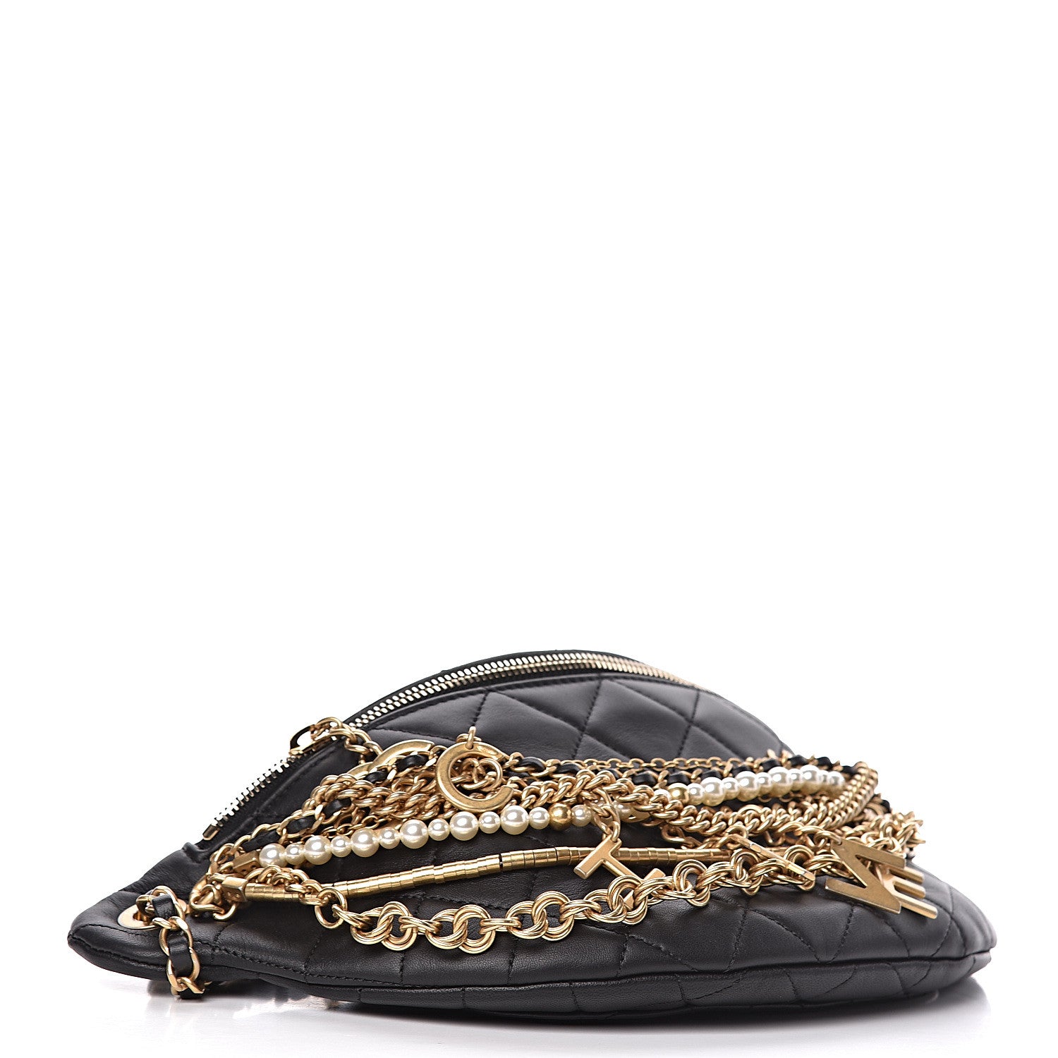 Chanel Lambskin Quilted All About Chains Waist Belt Bag Black 3 of 12