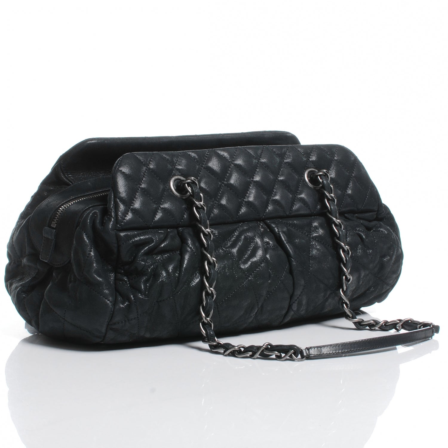 Chanel Iridescent Calfskin Chic Quilt Bowling Bag Black 3 of 7