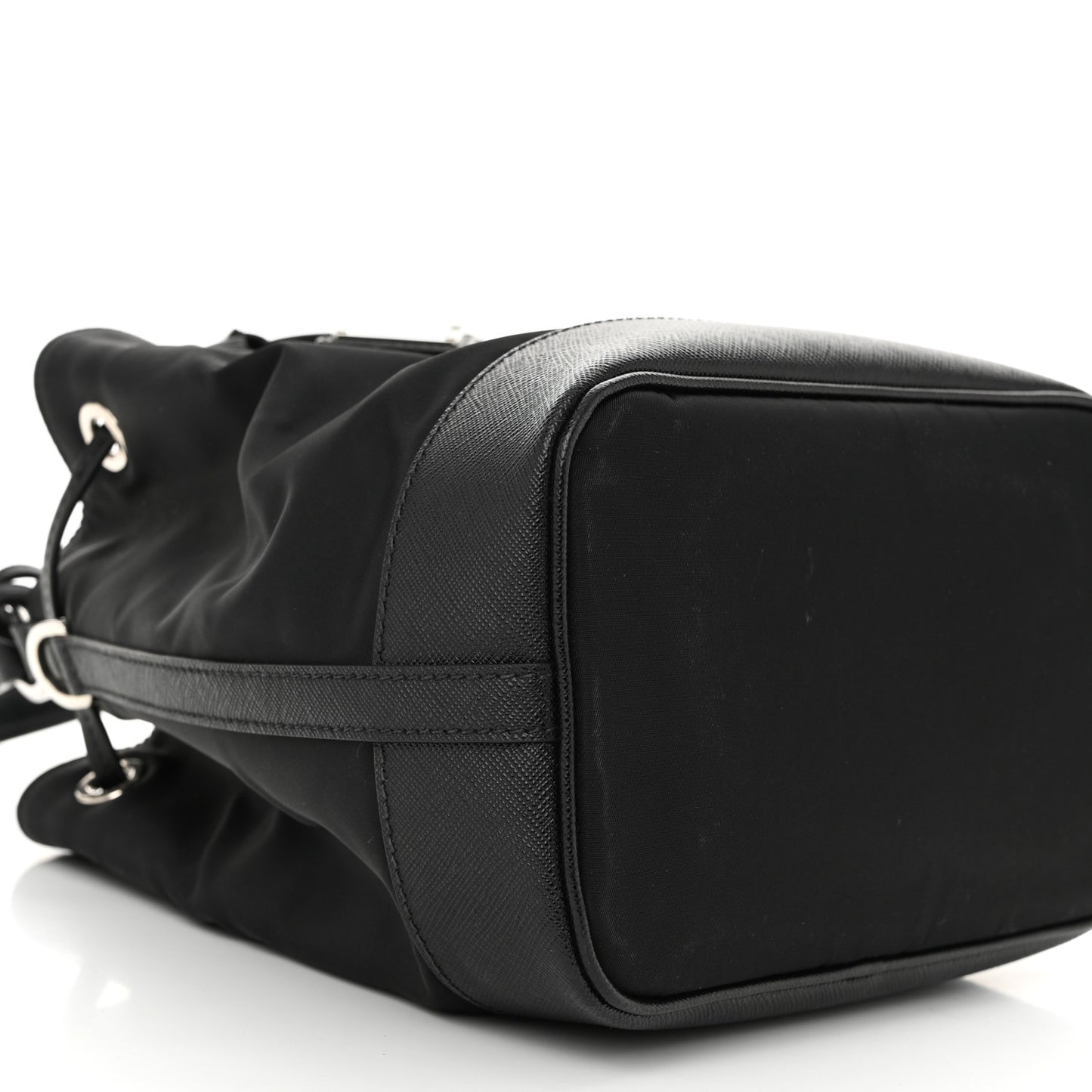 Tessuto Nylon Saffiano Secchiello Bucket Bag Black