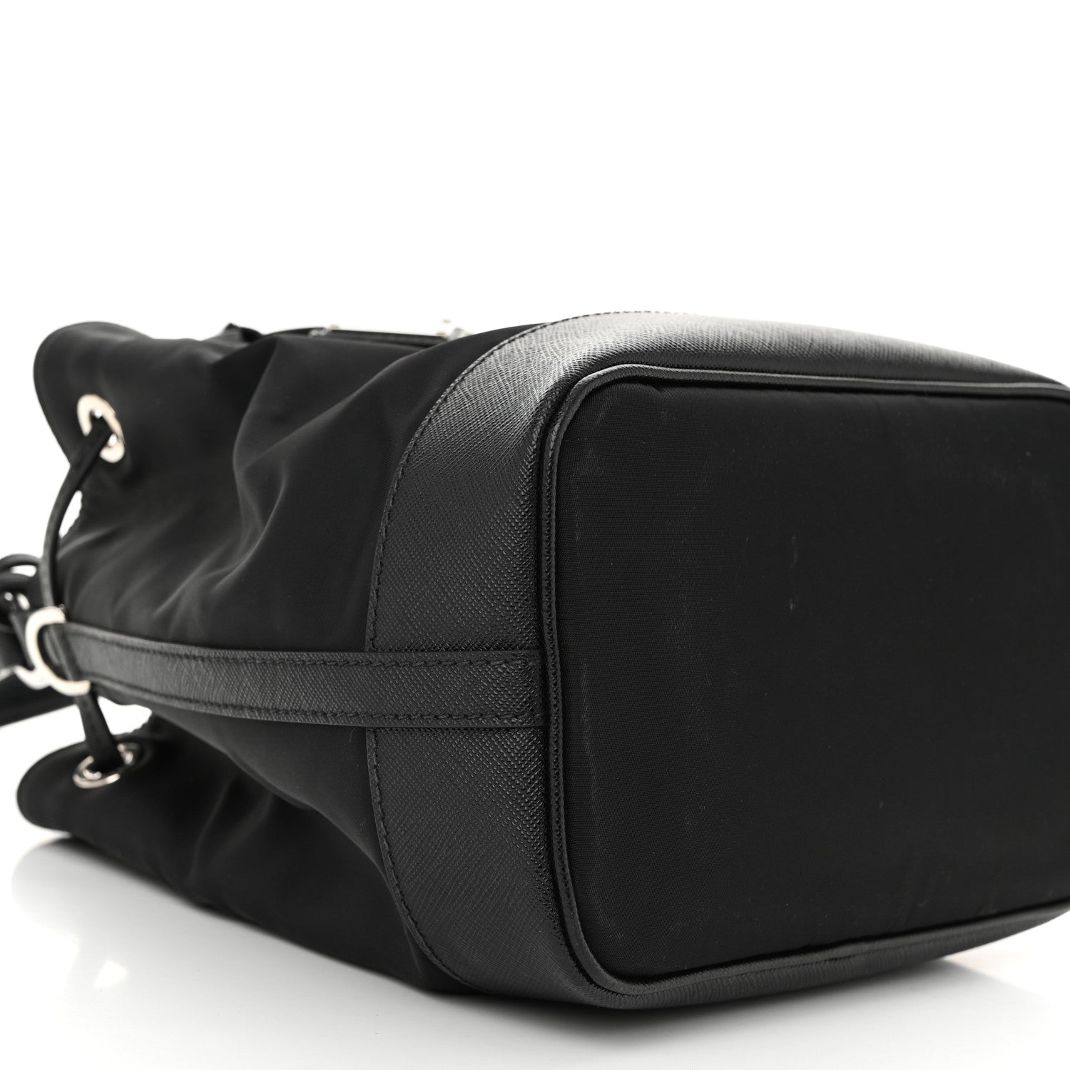 Prada Tessuto Nylon Saffiano Secchiello Bucket Bag Black 9 of 10