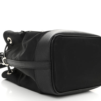 Prada Tessuto Nylon Saffiano Secchiello Bucket Bag Black 9 of 10