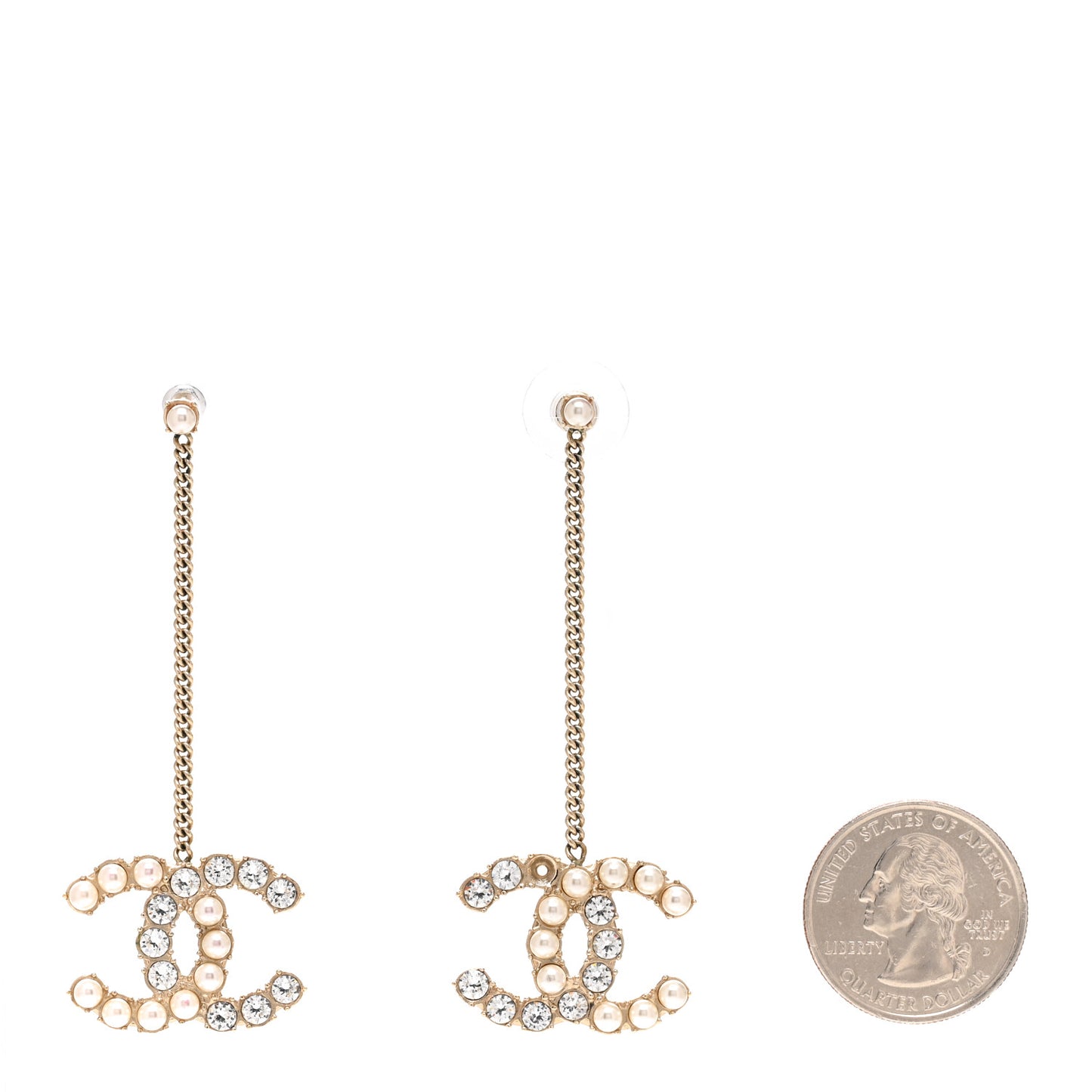 Crystal Pearl Dazzling Domino Drop Earrings Matte Gold