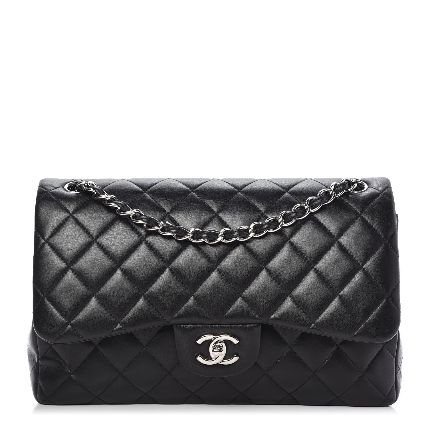 Chanel Lambskin Quilted Jumbo Double Flap Black 1 of 9