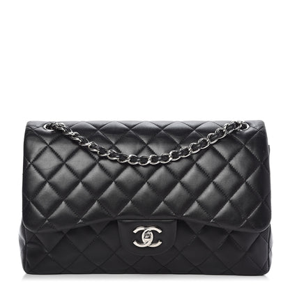 Chanel Lambskin Quilted Jumbo Double Flap Black 1 of 9