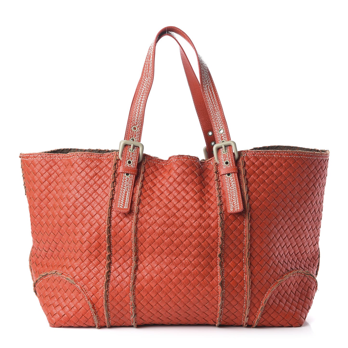 Cervo Intrecciato Large Shopping Tote Orange