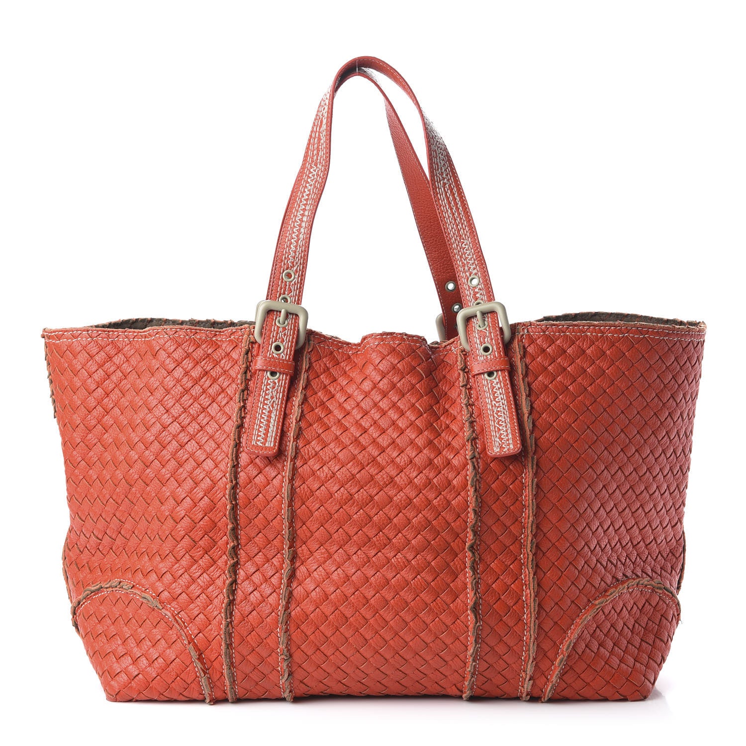 Bottega Veneta Cervo Intrecciato Large Shopping Tote Orange 2 of 9
