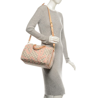 Louis Vuitton Damier Azur Tahitienne Speedy Bandouliere 30 Rose Ballerine 2 of 6
