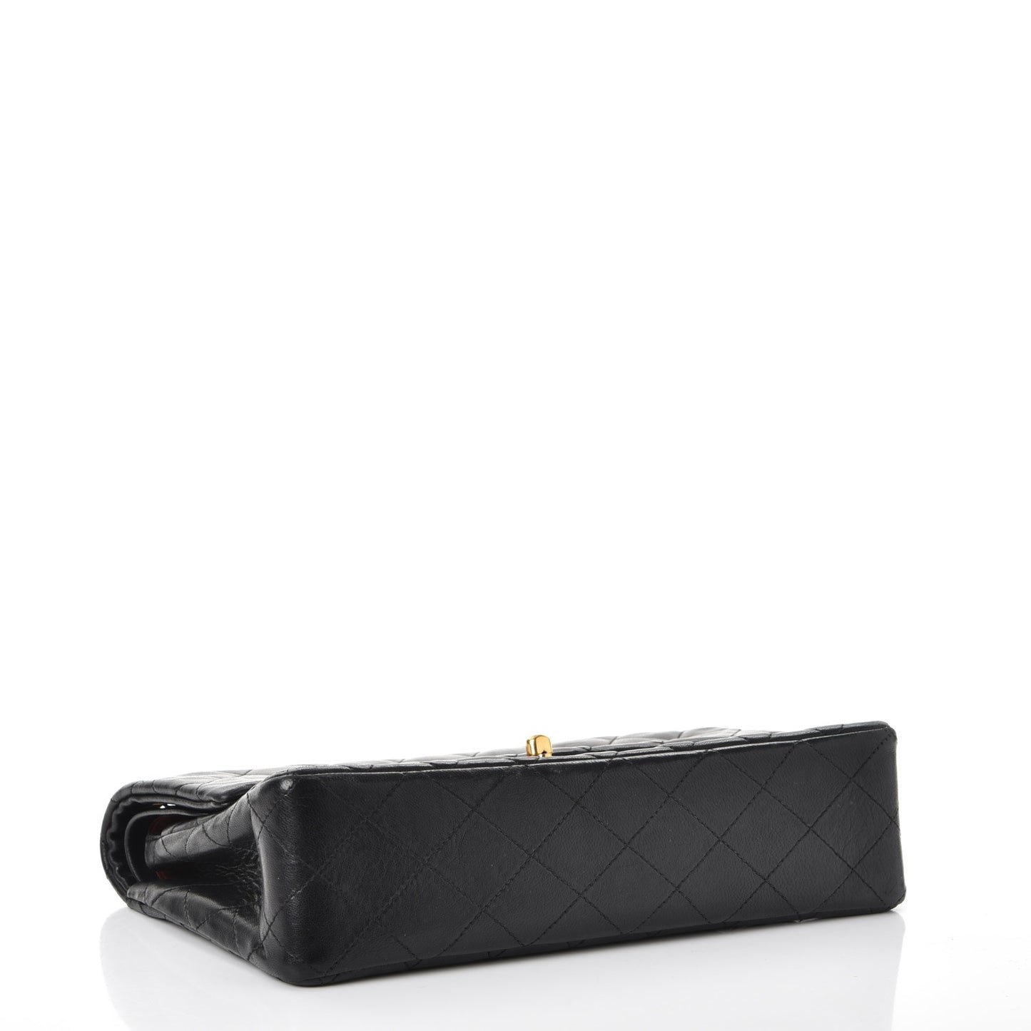 Lambskin Quilted Medium Double Flap Black