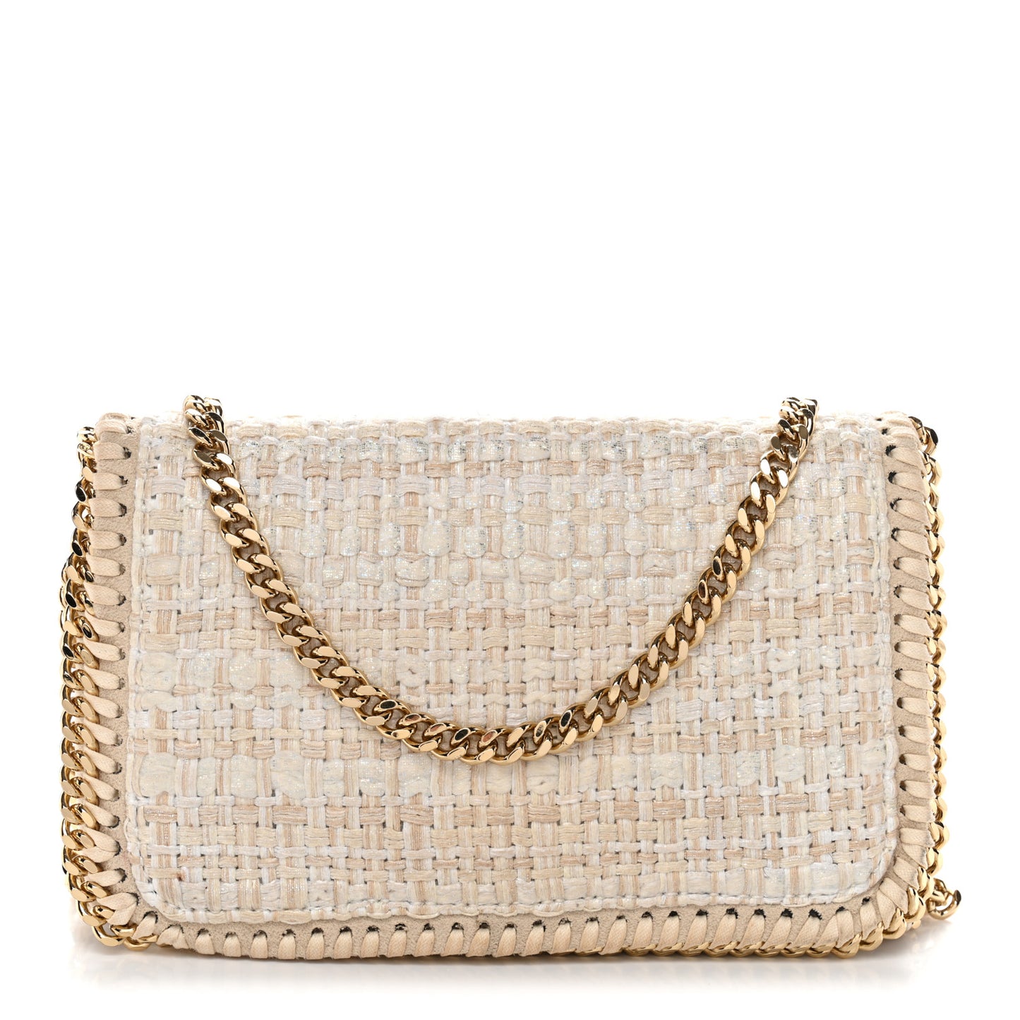 Woven Boucle Falabella Crossbody Bag White Beige