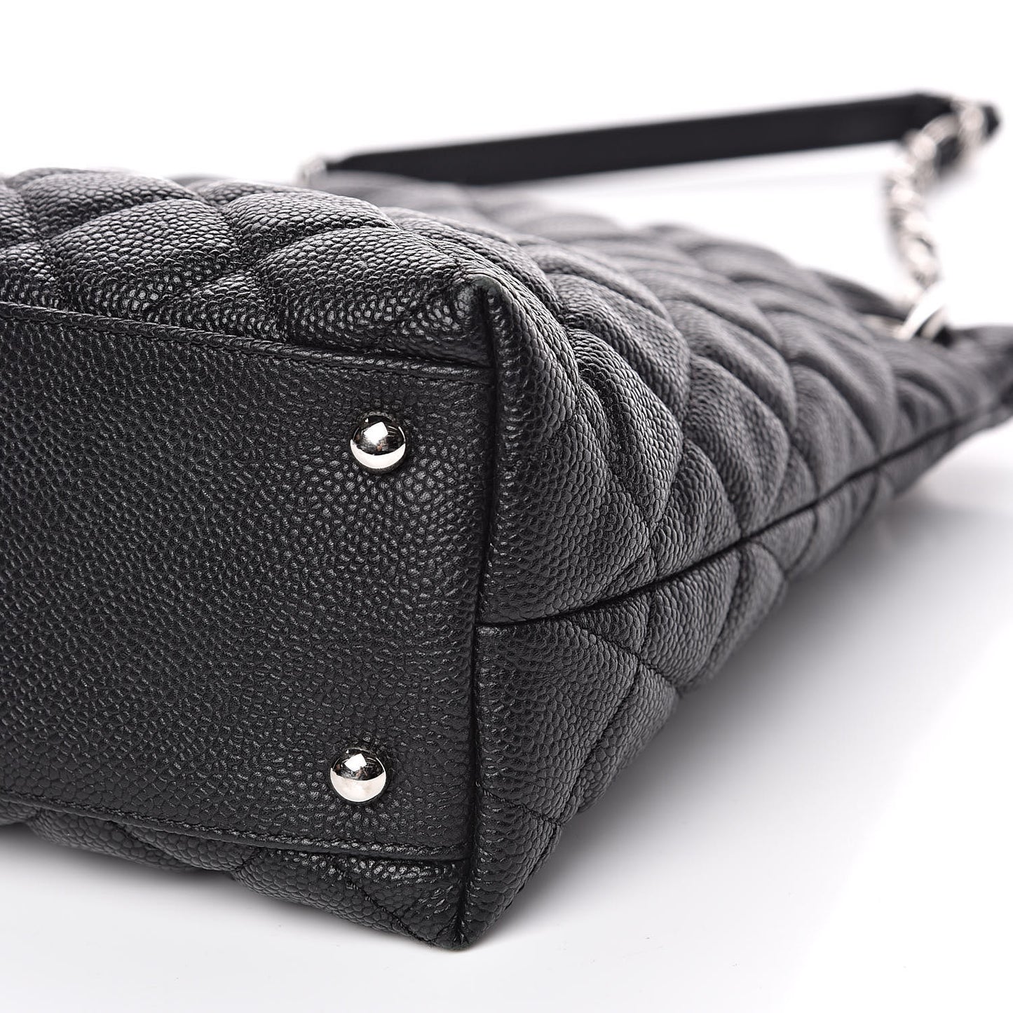 Caviar Quilted Large CC Shopping Tote Black