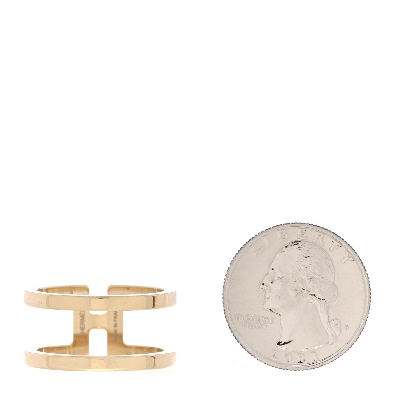 Hermes Permabrass H En Rond Scarf Ring Gold White 2 of 4
