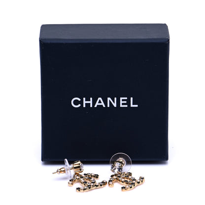 Chanel Resin Crystal Pearl CC Drop Earrings Gold Black 7 of 7