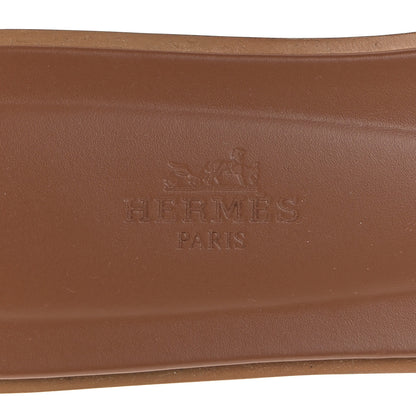 Hermes Box Calfskin Oran Sandals 38 Gold 9 of 10