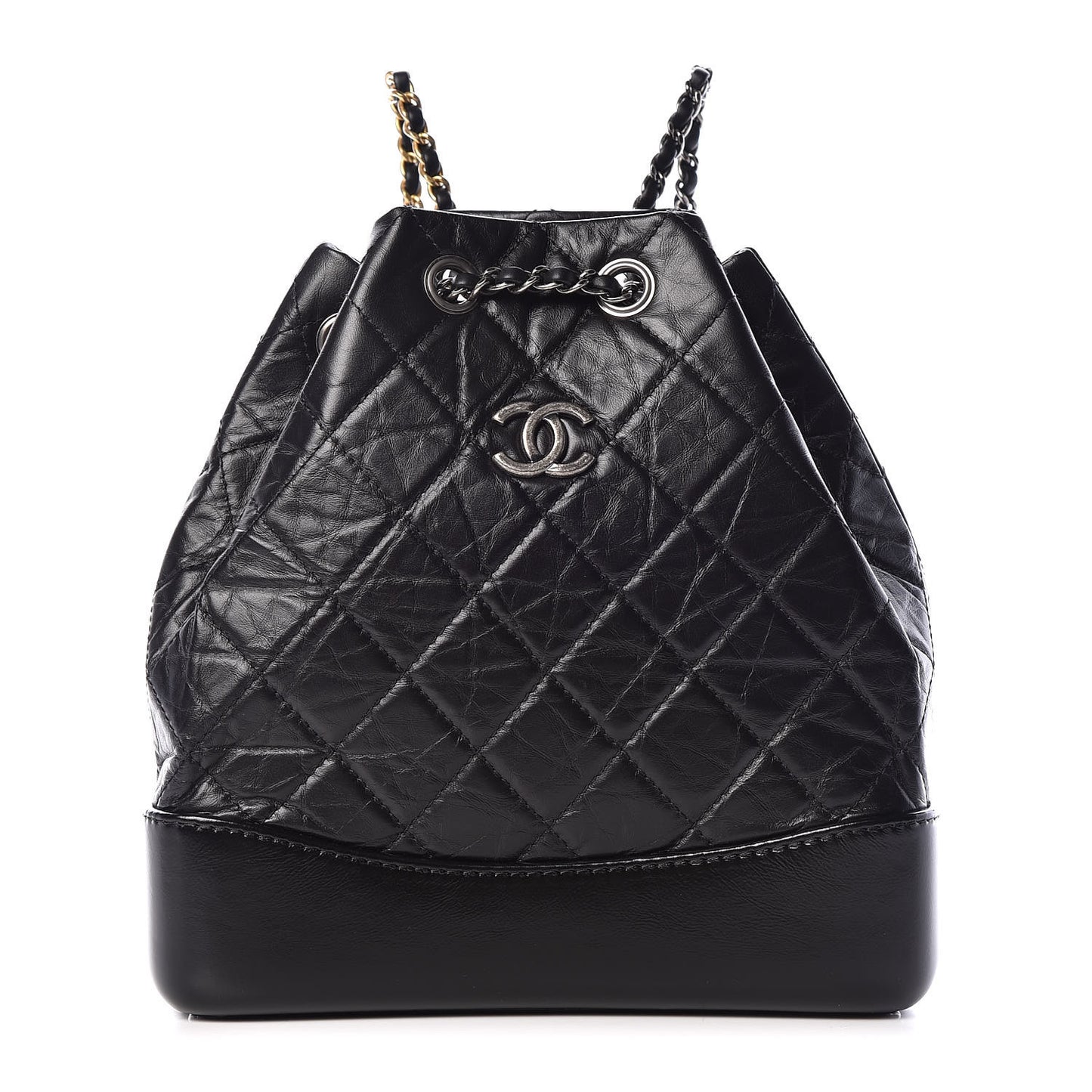 Aged Calfskin Quilted Small Gabrielle Backpack Black