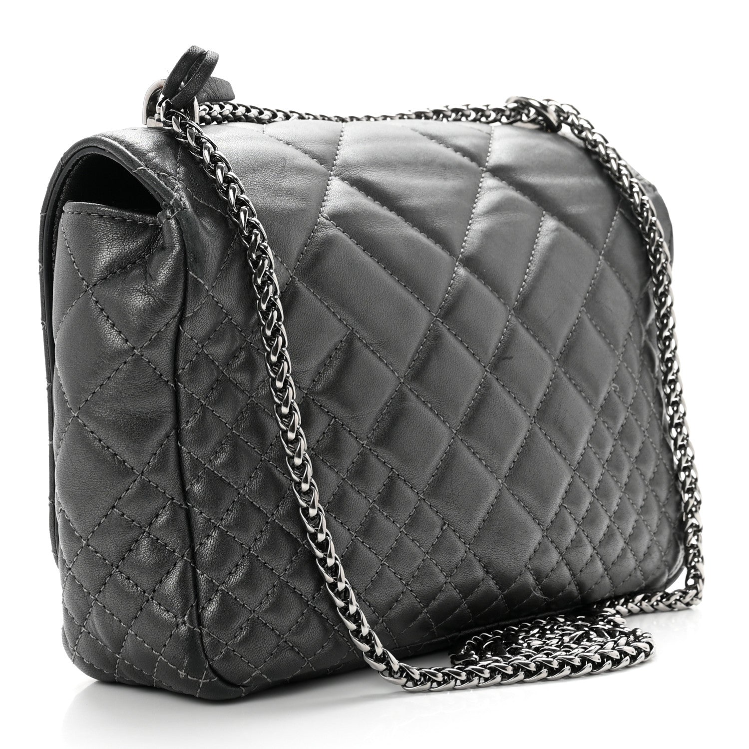 Versace Metallic Nappa Quilted Icon Shoulder Bag Grey 2 of 14