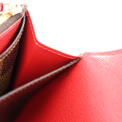 Louis Vuitton Damier Ebene Emilie Wallet Red 7 of 8