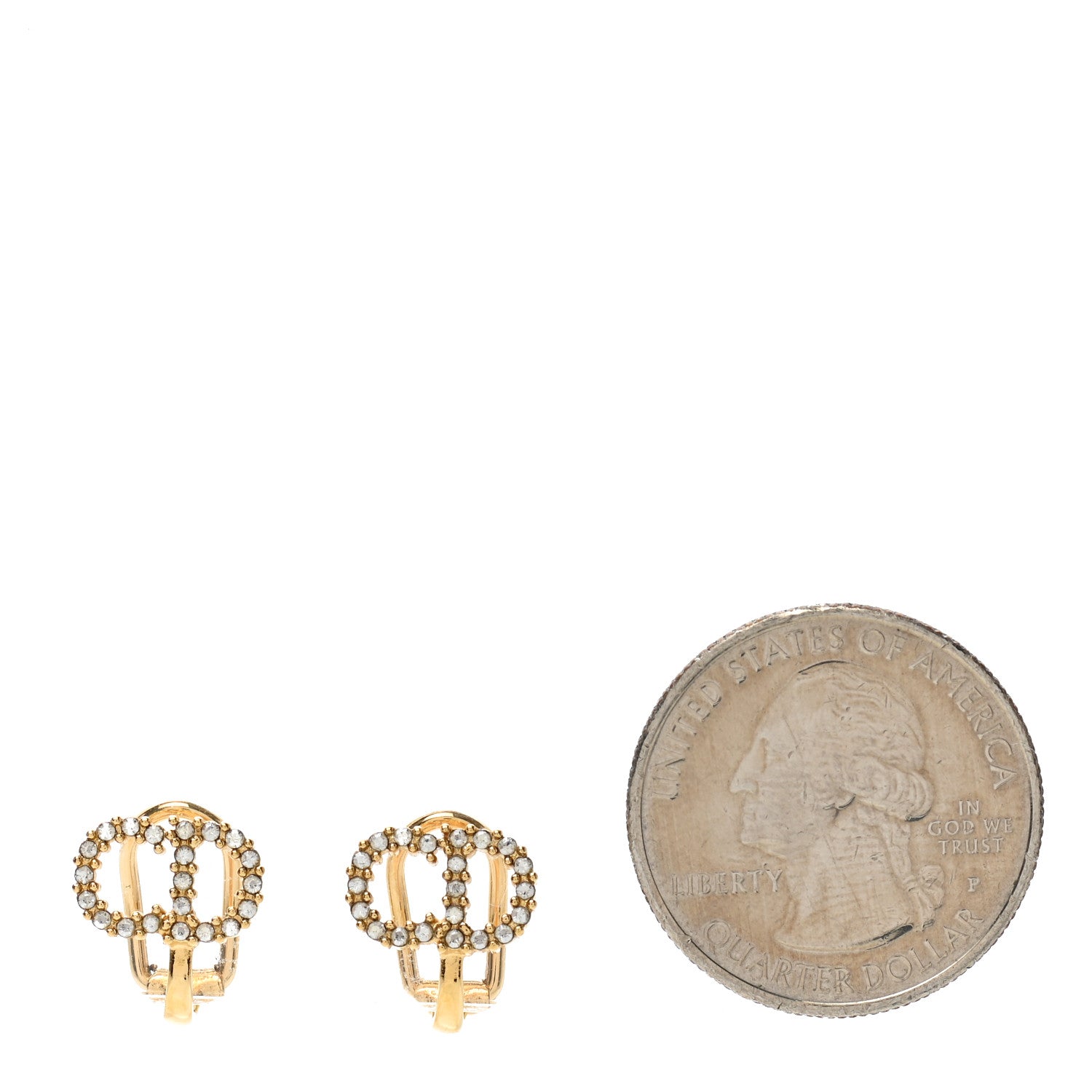 Christian Dior Crystal Clair D Lune Clip On Earrings Gold 2 of 3